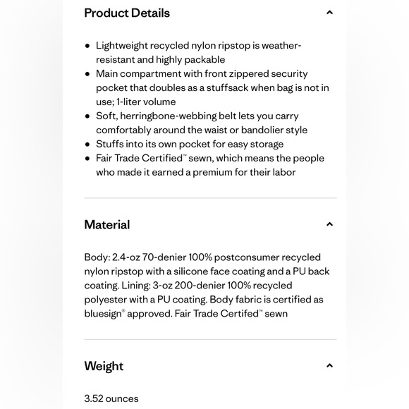 NWOT Patagonia Ultralight Black Hole Mini Hip Pack 1L - Picture 10 of 10